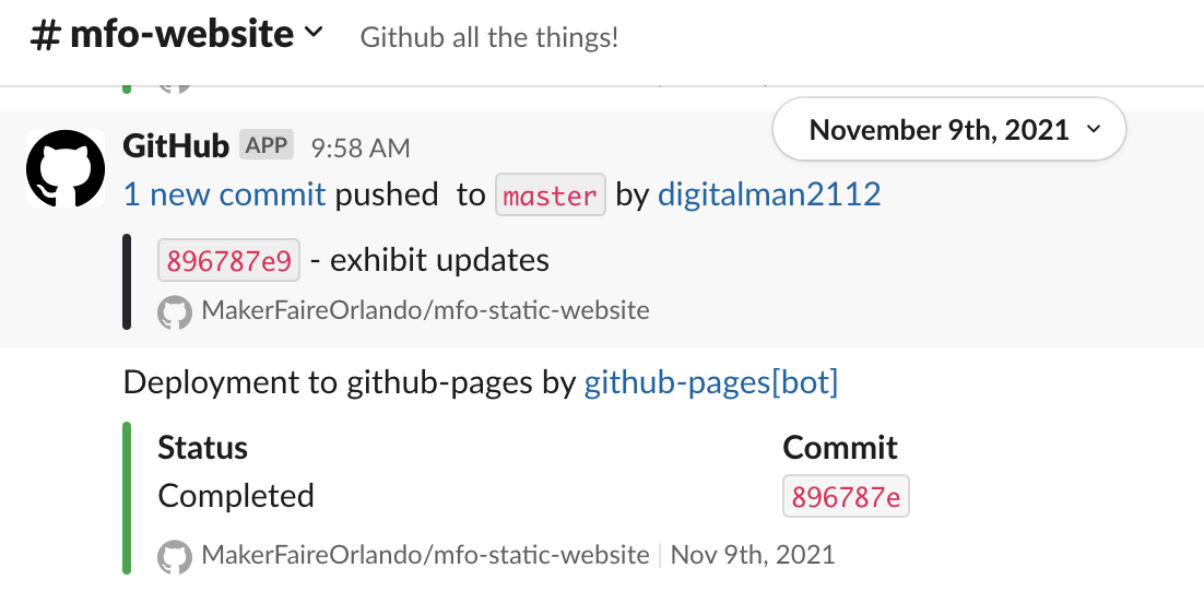 Slack GitHub notifications