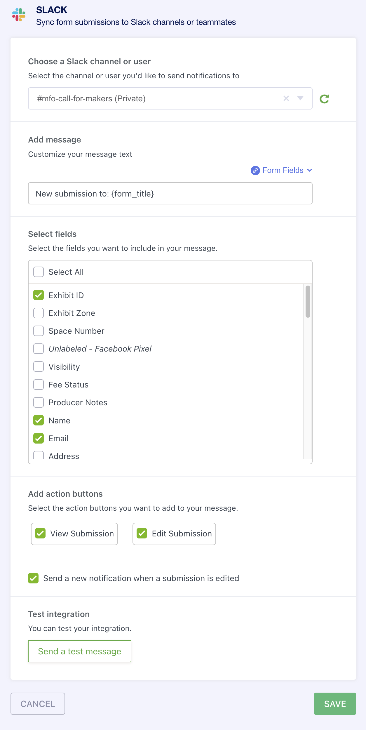 Jotform Slack Integration - Settings