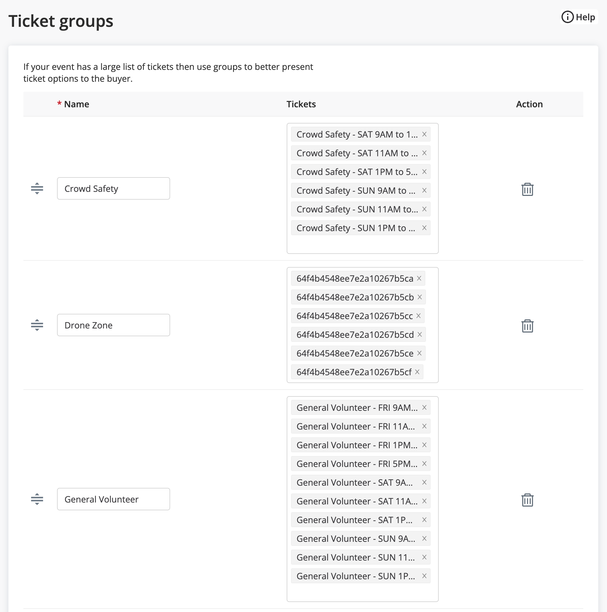 Humanitix Volunteer Ticket Groups