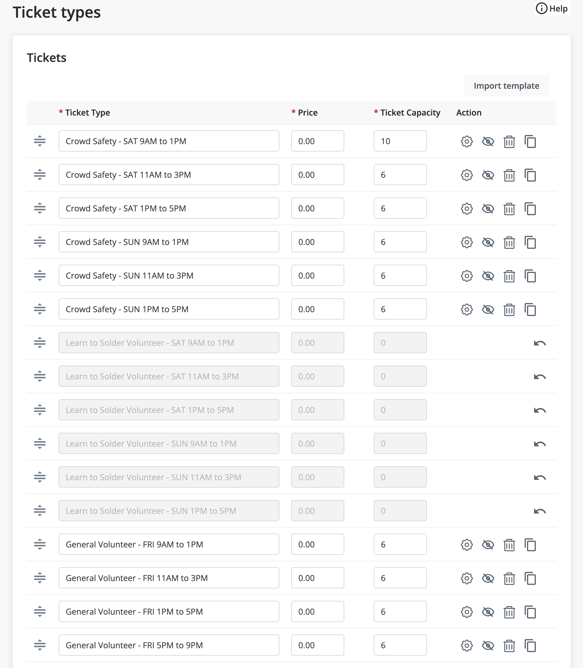 Humanitix Volunteer Ticket Types